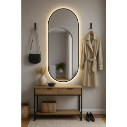 Lustro owalne w ramie czarnej MDF SLIM z podświetleniem - OLI LED - kolor ramy do wyboru